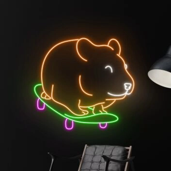 Hamster auf Skateboard LED-Neonschild Wohnzimmer Kinderzimmer