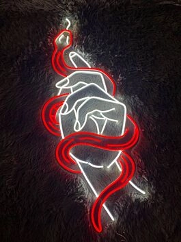 Hand mit Schlange LED-Neonschild für Bar oder Tattoo Studio