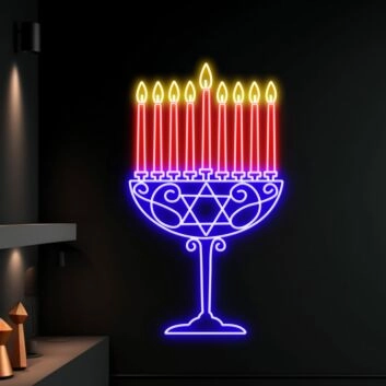 Chanukka Menora LED-Neonschild Wohnzimmer Feiertag