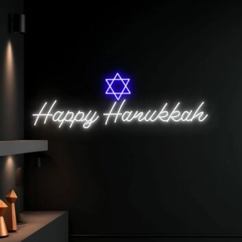 Happy Hanukkah LED-Neonschild für Wohnzimmer und Feier
