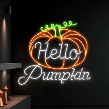 Hello Pumpkin LED-Neonschild Wohnzimmer Herbstdeko
