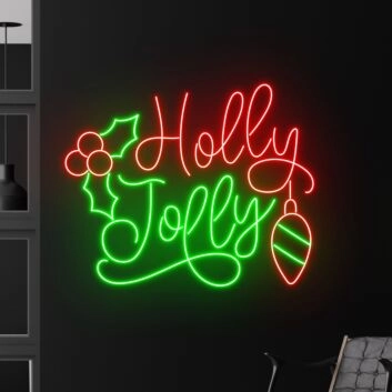 Holly Jolly LED-Neonschild für Weihnachten Wohnzimmer