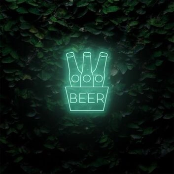 Bierflaschen im Eimer LED Neonschild für Bar und Club