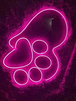 Pfotenabdruck mit Herz LED-Neonschild Wohnzimmer Kinderzimmer