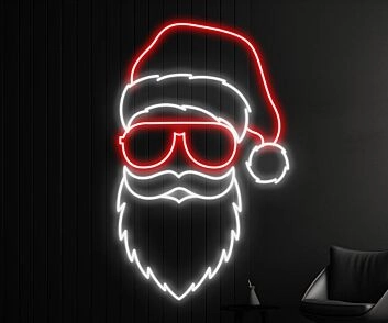 Weihnachtsmann mit Sonnenbrille LED-Neonschild Wohnzimmer Weihnachtsdekoration