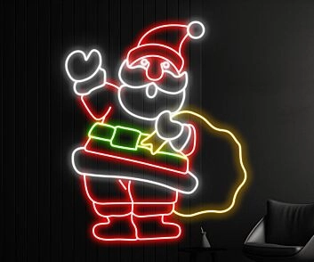 Weihnachtsmann mit Geschenksack LED-Neonschild Wohnzimmer Weihnachtsdekoration
