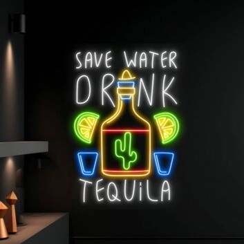 SAVE WATER DRINK TEQUILA LED-Neonschild für Bar Club