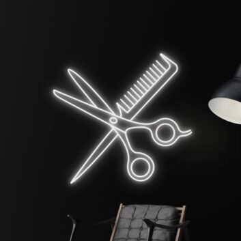 Friseurschere und Kamm LED-Neonschild für Friseursalon