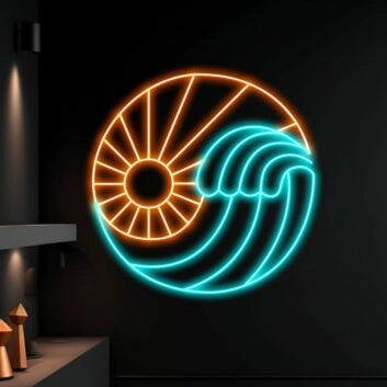 Sonne und Meereswelle LED-Neonschild Wohnzimmer Bar
