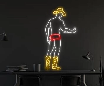 Cowboy in Unterwäsche und Stiefeln LED-Neonschild für Bar Club