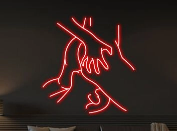 Umriss zweier haltender Hände LED-Neonschild Wohnzimmer Schlafzimmer