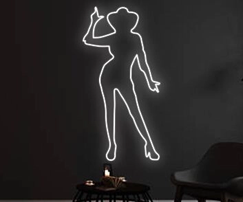 Tänzerin Silhouette mit Hut LED-Neonschild für Bar Club