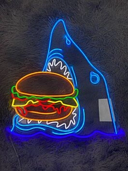 Hai mit Hamburger LED-Neonschild für Restaurant Bar