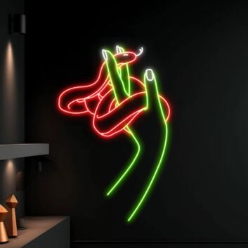 Schlange auf Hand LED-Neonschild für Wohnzimmer Bar