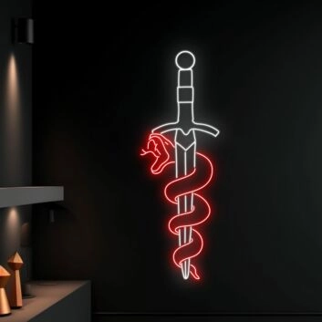 Schwert mit Schlange LED-Neonschild für Bar Tattoo Studio
