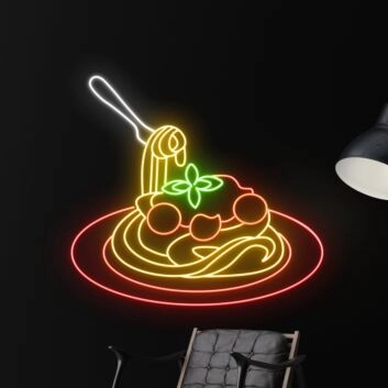 Teller Spaghetti mit Tomatensauce LED-Neonschild für Restaurant Küche
