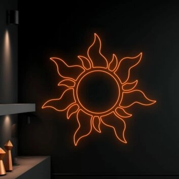 Sonne mit Flammenstrahlen LED-Neonschild für Wohnzimmer und Bar