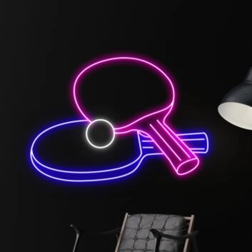 Tischtennisschläger mit Ball LED-Neonschild für Sporthalle und Freizeitraum