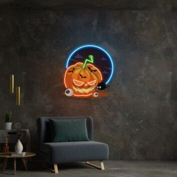Halloween Kürbis mit Spinne LED-Neonschild für Wohnzimmer Party