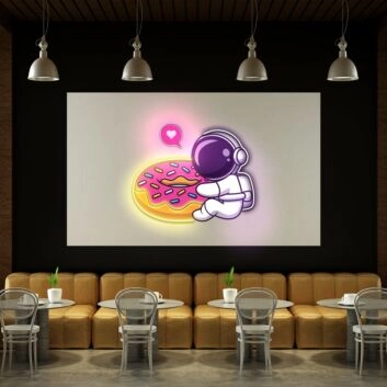 Astronaut mit Donut LED-Neonschild für Café Restaurant