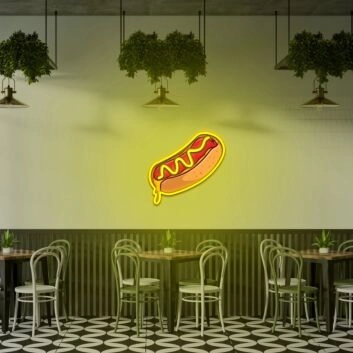 Hotdog mit Senf LED-Neonschild für Restaurant und Imbiss