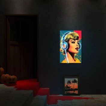 Person mit Kopfhörern LED-Neonschild für Wohnzimmer Musikstudio