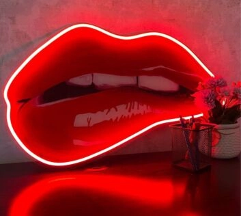 rote Lippen mit Zähnen LED-Neonschild Bar Wohnzimmer
