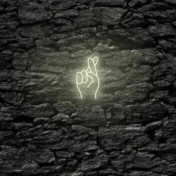 Hand mit gekreuzten Fingern LED-Neonschild Wohnzimmer Bar