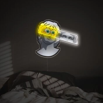 Büste mit Cartoon-Gesicht LED-Neonschild für Wohnzimmer Schlafzimmer