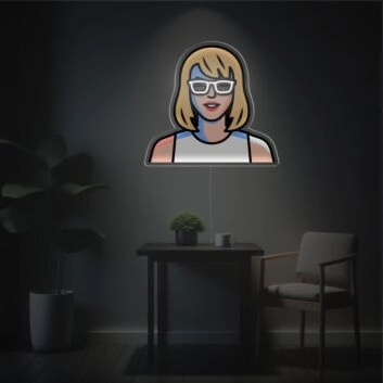 Avatar einer Frau mit blondem Haar LED-Neonschild für Wohnzimmer Home Office