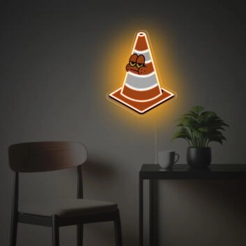 Lustige Verkehrshütchen Neon LED Wandlampe im Cartoon Stil verspielte Straßen Deko für Kinderzimmer Gaming Room Büro oder moderne Wohnräume