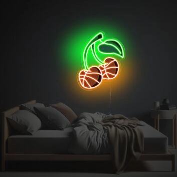 Kirschmotiv Neon LED Wandbeleuchtung leuchtende Früchte Design dekorative Lichtkunst für moderne Wohnräume