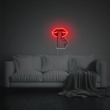 Lippen mit Finger Geste LED-Neonschild für Wohnzimmer Lounge
