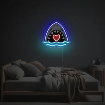 Hai mit Herzsymbol LED-Neonschild für Schlafzimmer oder Wohnzimmer
