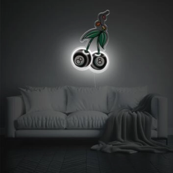 Kirschen aus Billardkugeln LED-Neonschild für Bar oder Spielzimmer