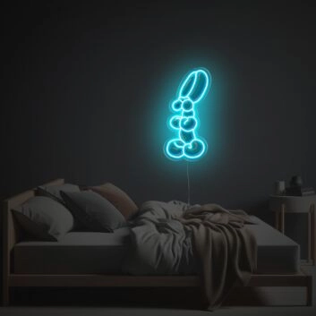 Moderne blaue Neon LED Wandlampe im Ballonhasen Design minimalistisches Leuchtobjekt für Wohnzimmer Schlafzimmer oder stilvolle Innenräume
