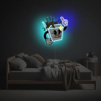 Abstraktes Neon LED Wandlicht mit Becher Motiv grafische Lichtdekoration für Küche Studio oder modernes Zuhause