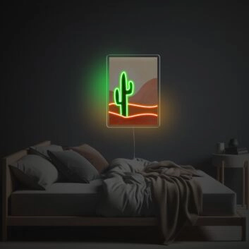 Kaktus in Wüstenlandschaft LED-Neonschild Schlafzimmer Wohnzimmer