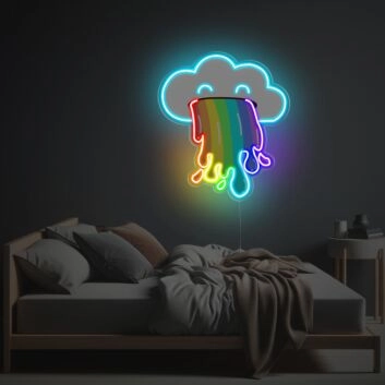 Niedliche Regenbogenwolke LED Neonschild mit fröhlichem Design als dekoratives Wandlicht für Kinderzimmer Schlafzimmer und kreative Räume