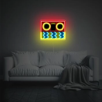 Abstraktes Gesicht LED Neonschild mit geometrischem Muster als dekoratives Wandlicht für Wohnzimmer kreative Räume und moderne Wohnbereiche