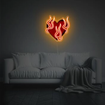 brennendes Herz LED-Neonschild Wohnzimmer Schlafzimmer