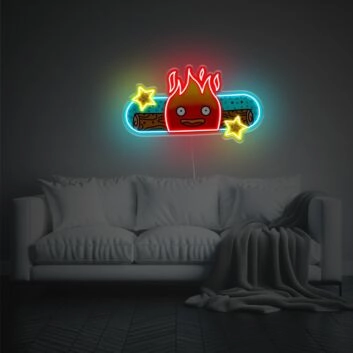 Flame Boy mit Skateboard LED-Neonschild aus Acryl