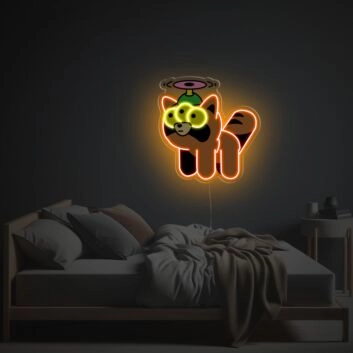 Fliegende dreiaugige orange Katze LED-Neonschild aus Acryl