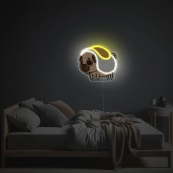 Französische Bulldogge mit Spiegelei LED-Neonschild aus Acryl