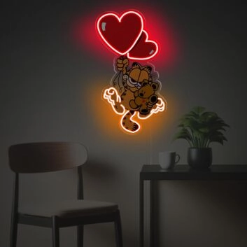 Garfield mit rotem Herzballon LED-Neonschild aus Acryl