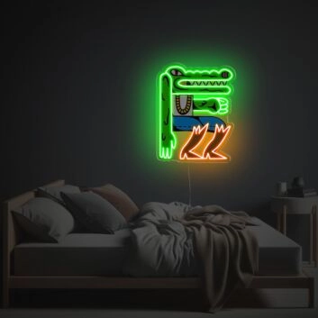 Grüner Krokodil-Mann LED-Neonschild aus Acryl