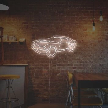 Abstraktes Retro Auto LED Neonschild im Minimalistischen Line Art Design als Leuchtende Wanddekoration für Wohnzimmer Garage Gaming Zimmer Büro oder Männerzimmer