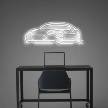 Minimalistisches Auto LED Neonschild im Weißen Outline Design als Moderne Wanddekoration für Büro Home Office Garage oder Auto Liebhaber Raum