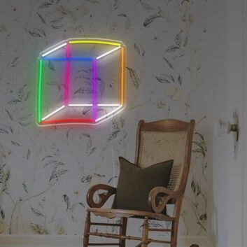 dreidimensionaler Würfel LED-Neonschild Wohnzimmer Büro