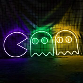 Pac-Man und Geister LED-Neonschild für Gamingzimmer und Bar